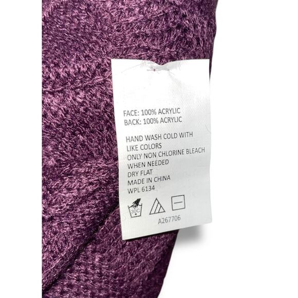 Muk Luks Womens Beanie Knit Hat Skull Reversible Ski Snowboard Snowflake Purple - Picture 11 of 12